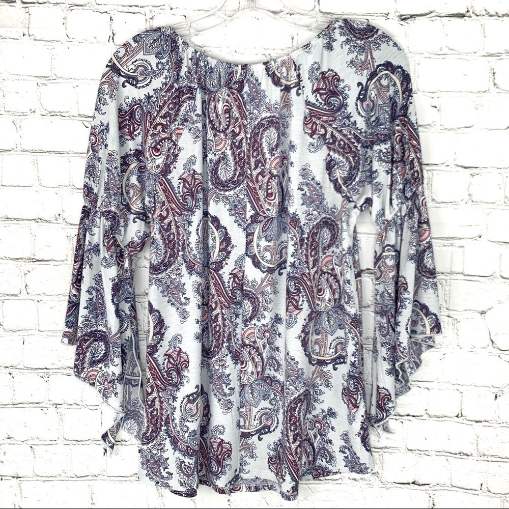 𝅺nwot-naif Boho Loose Fit Flair Sleeve Print Top SM - Picture 10 of 16